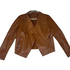 Escalier Faux Suede/Leather caramel Jacket,‎ Small, open front, western, boho